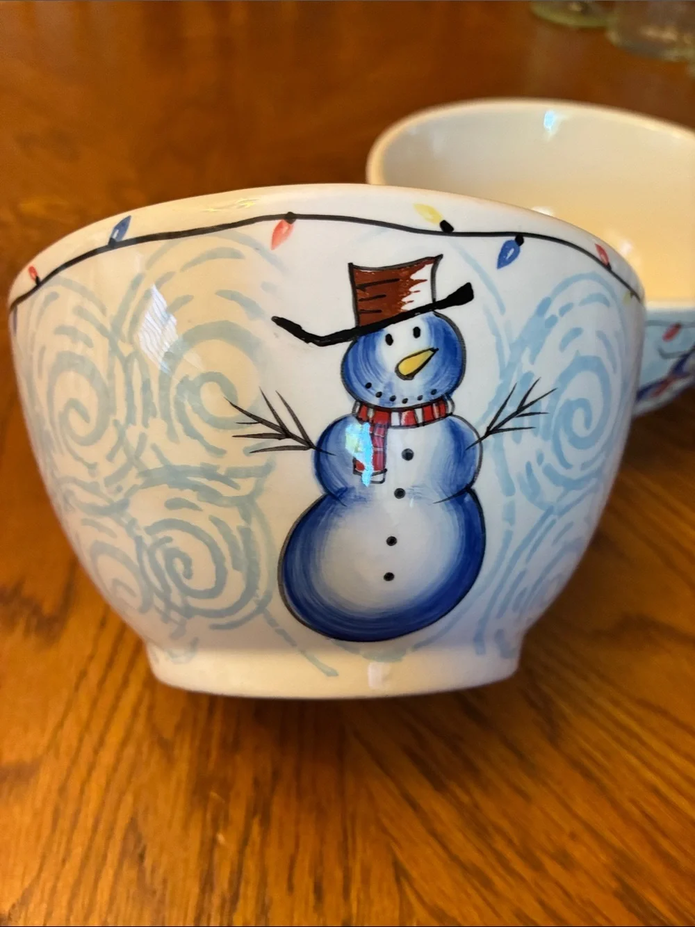 Snowman Holiday Ceramic Bowls - Set of 2